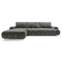 ECKSOFA 340 cm Valerio II, Schlaffunktion, Bettkasten, Links, Dunkelgrau - Dunkelgrau, Holz (340/177cm) - Emporius