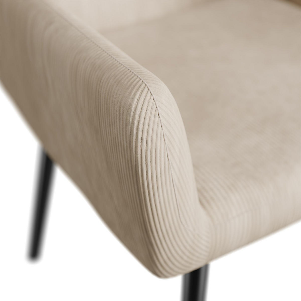 OHRENSESSEL Odense mit Hocker Cord Beige - Beige, Textil (68/95/73cm) - Juskys