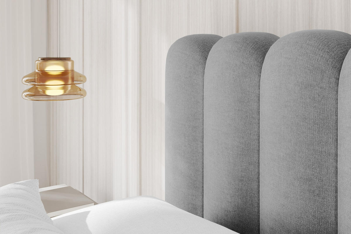 POLSTERBETT mit Bettkasten, Fußteil und Lattenrost, Boxbett ohne Matratze - SENA-Z 140x200 Grau - Hellgrau, Holzwerkstoff/Textil (140/200cm) - ALTDECOR