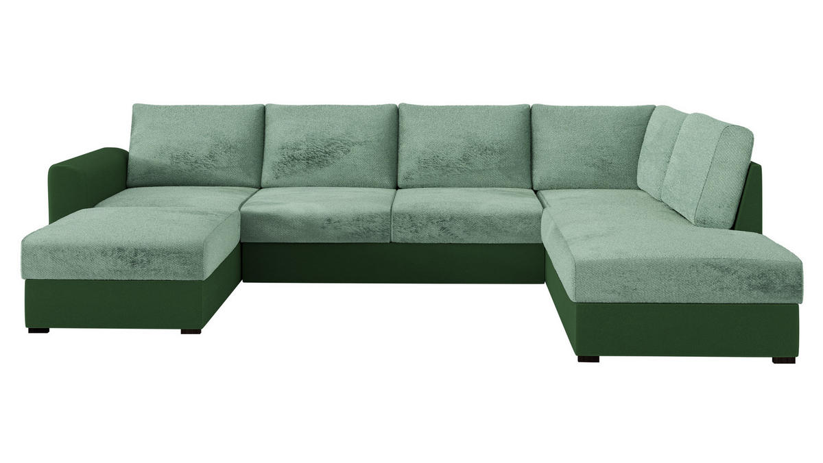 WOHNLANDSCHAFT Wilma Premium, Seite: Rechts - Schwarz/Hellgrün, Holz/Textil (305/85/188cm) - MIRJAN24