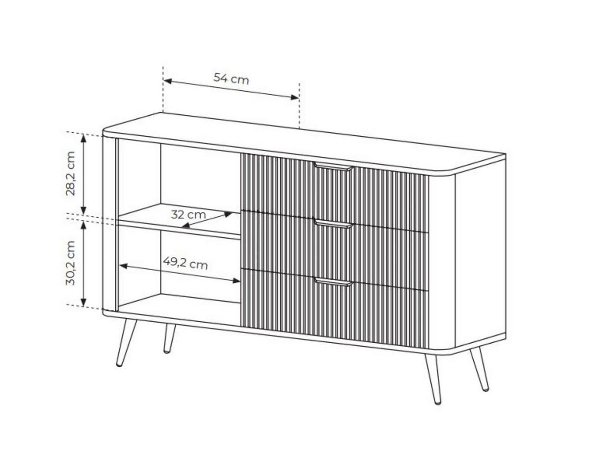 KOMMODE mit drei Schubladen und Drehtür BELLO Schwarz - Schwarz, Holzwerkstoff (138/81/38cm) - Compleo24