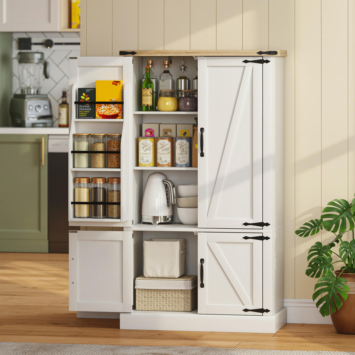 BUFFET DE-11280 4 Türen Weiß - Weiß, Holzwerkstoff (40/136/76.3cm) - ComfortXL