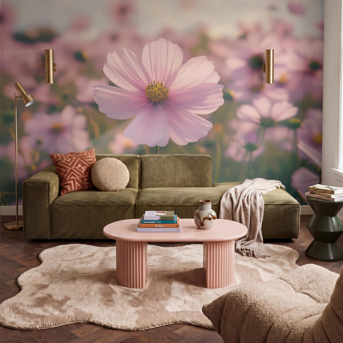 TAPETE - Blumen - Lila - Unscharf - 350x240 cm - Rosa, Papier (350/240cm) - OnlyWow