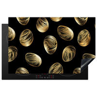 HERDABDECKPLATTE Eier - Gold - Muster Induktionsschutz 81.6x52.7 cm - Schwarz, Kunststoff (81.6/52.7/0.2cm) - MuchoWow
