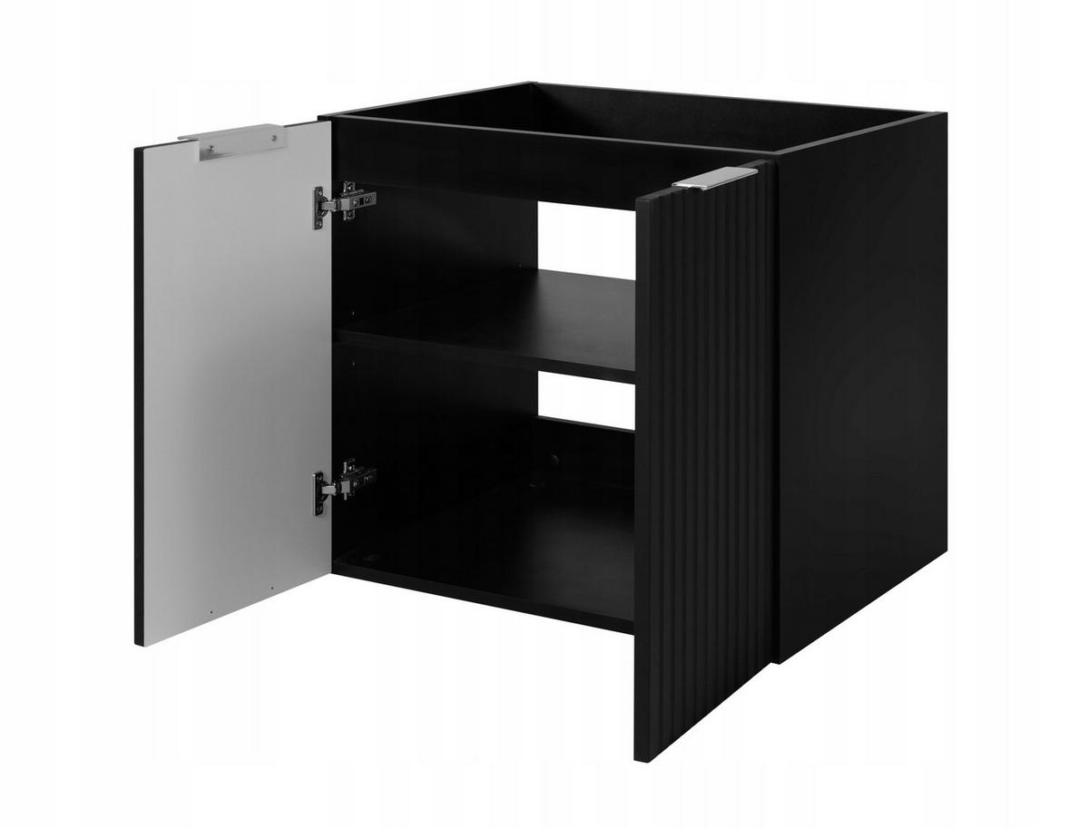 WASCHBECKUNTERSCHRANK FLOW + Platte Schwarz matt 140/57/46 cm - Schwarz, Holzwerkstoff (140/57/46cm) - Rodan