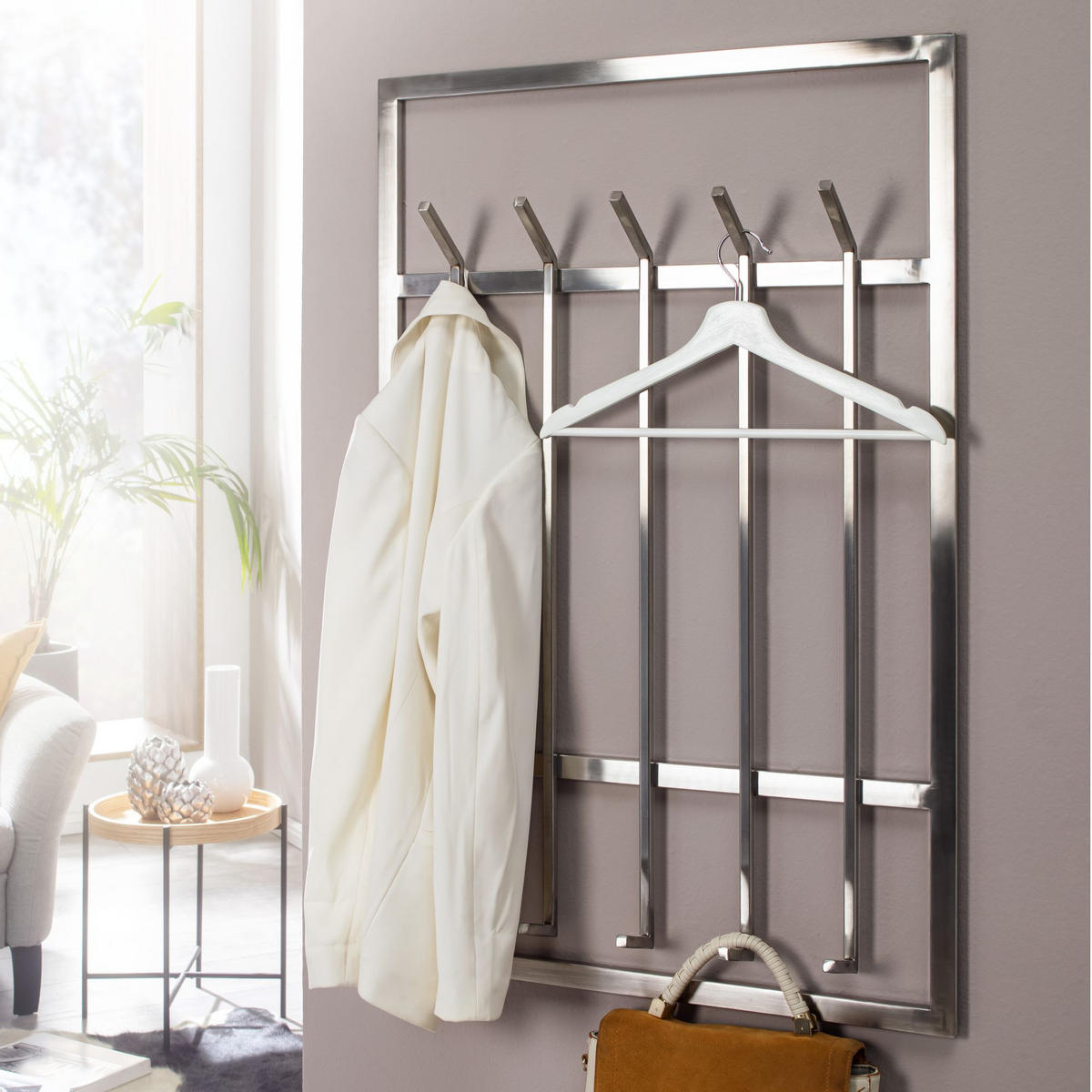 WANDGARDEROBE Metall Silber Modern 60x100x7,5 cm schlichtes Design - Silberfarben, Metall (60/100/8cm) - KADIMA DESIGN