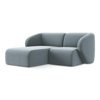 ECKSOFA Links Samt Stoff Blau - Schwarz/Hellblau, Holzwerkstoff/Kunststoff (178/166cm) - Makamii