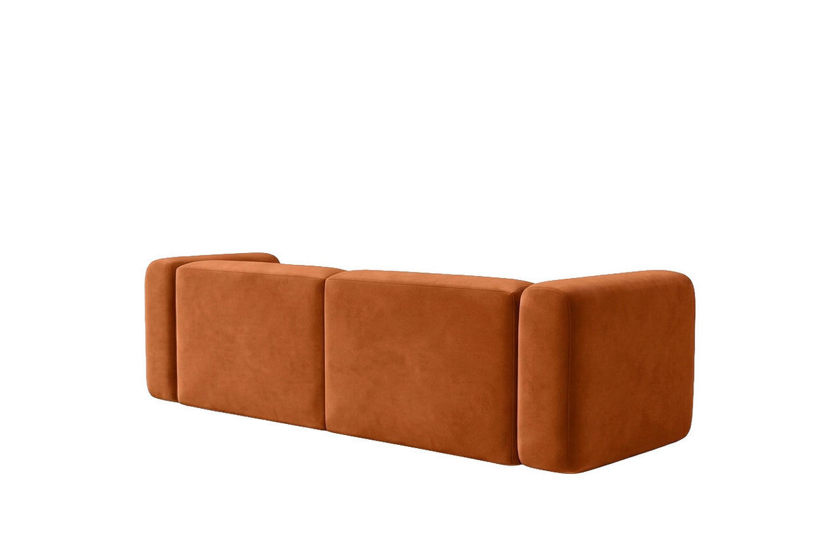 ECKSOFA L-Form mini, Velvet-Stoff Bluvel, Zimtfarbe, Rechts, GRETA - Orange, Holz (226/179cm) - Kaiser Möbel