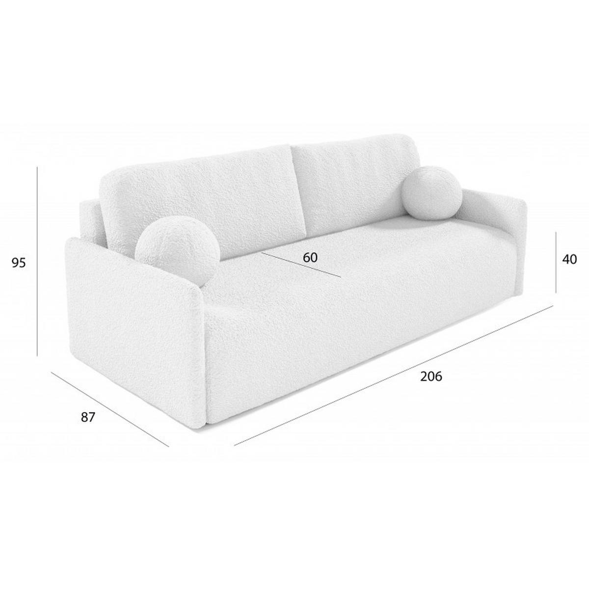 SCHLAFSOFA GLOV, Sofa mit Schlaffunktion und Bettkasten, Farbe: Grau, Bouclé-Stoff - Grau, Textil (206/95/87cm) - Sepro Meble