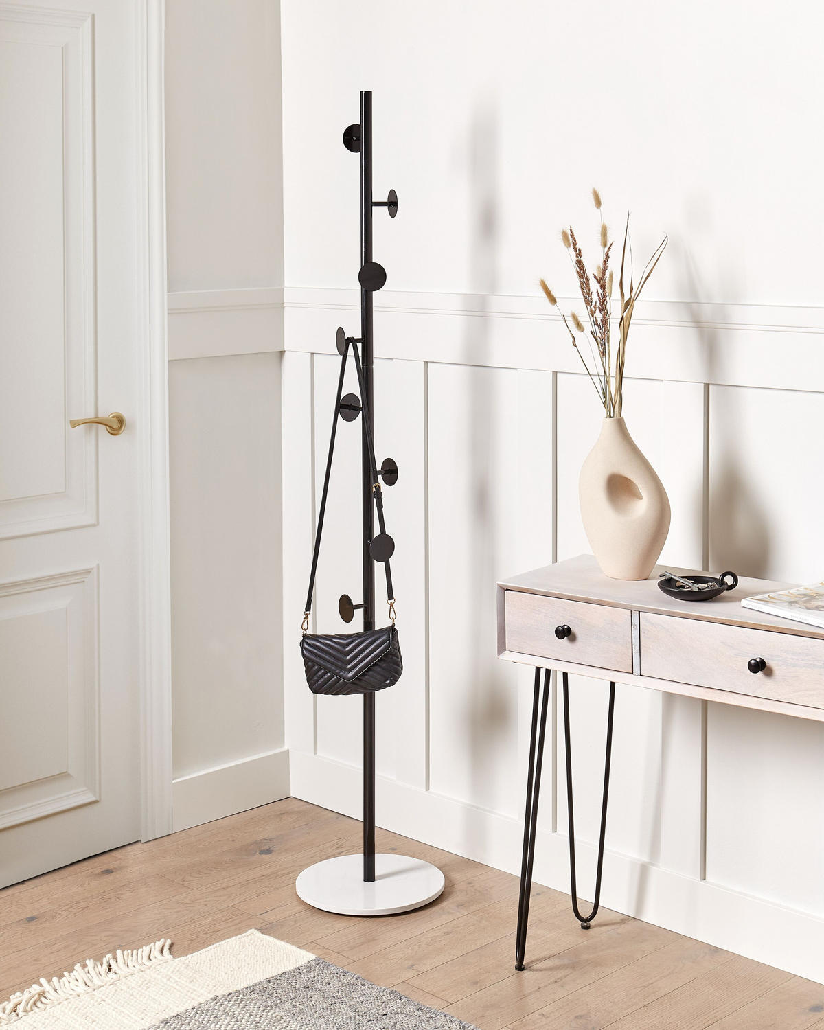 GARDEROBENSTÄNDER Metall schwarz/weiß 170 cm Notus - Schwarz/Weiß, Metall (32/170/32cm) - Beliani