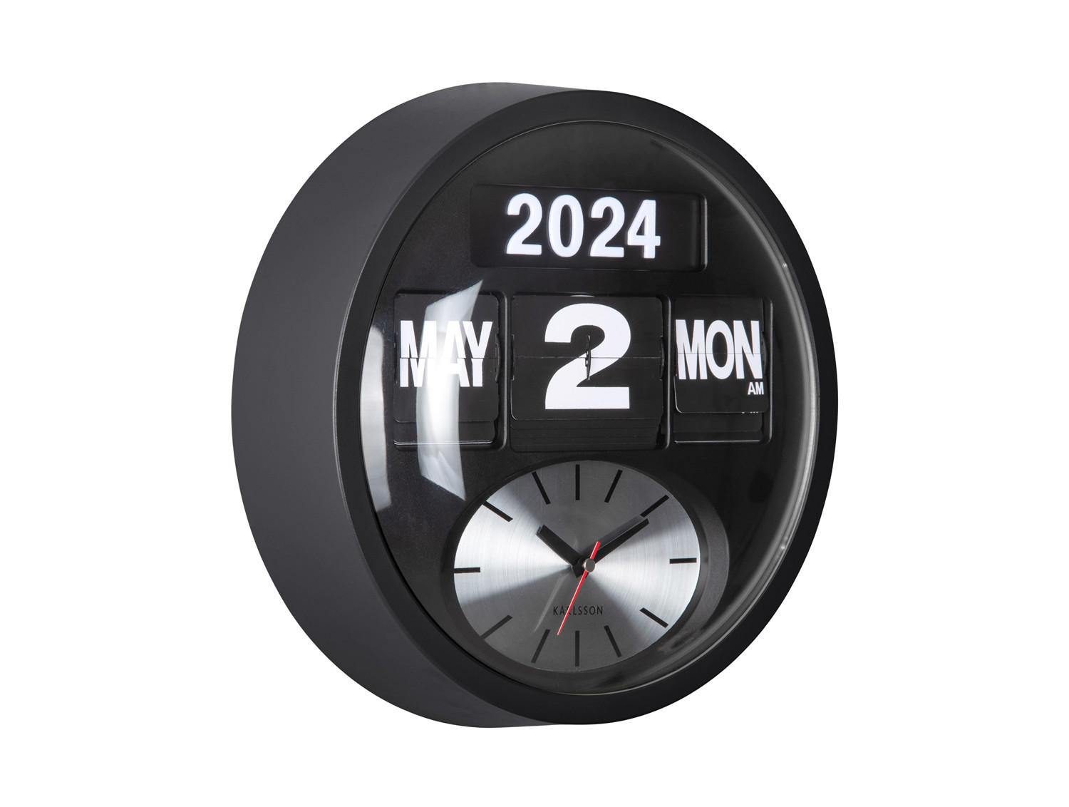WANDUHR Flip Ø32,6 cm - Schwarz, Kunststoff (32/11/32cm) - Karlsson