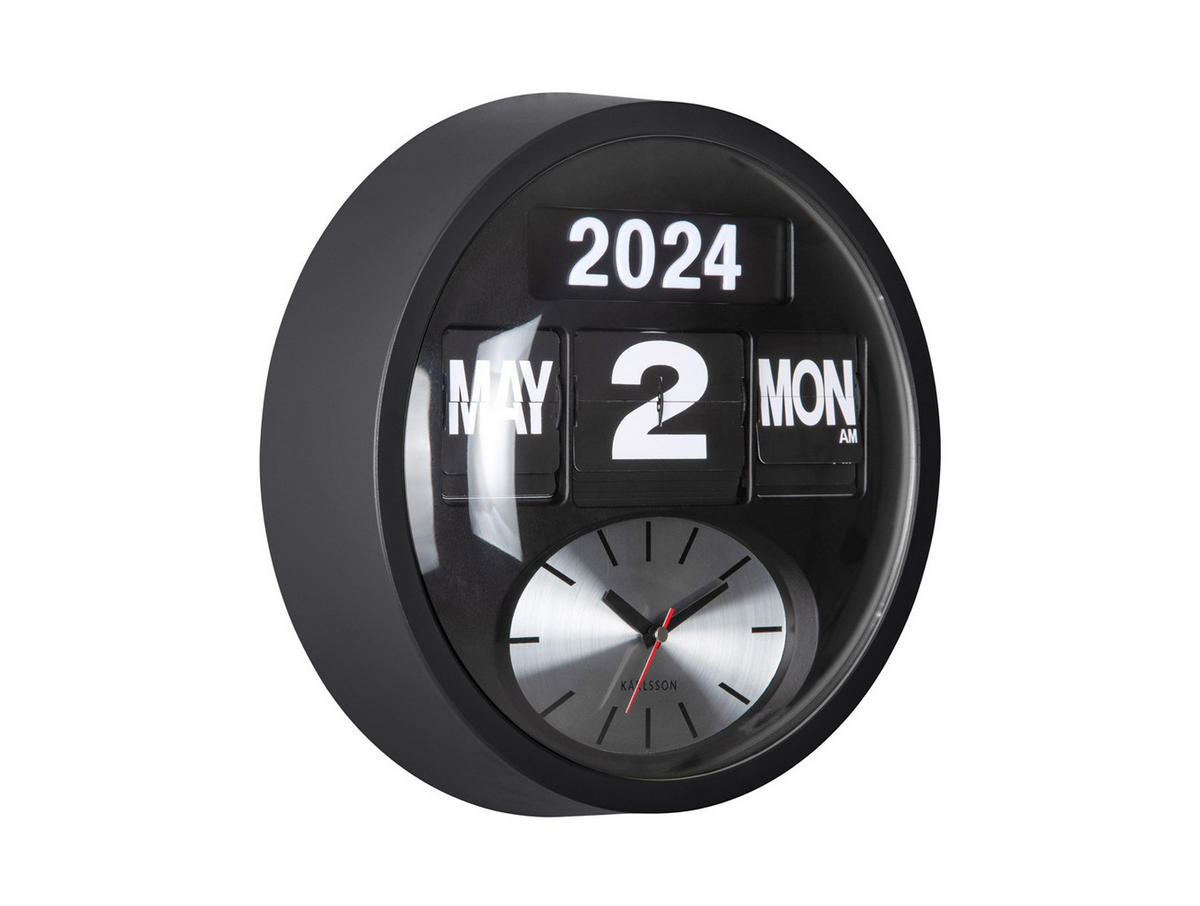 WANDUHR Flip Ø32,6 cm - Schwarz, Kunststoff (32/11/32cm) - Karlsson