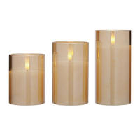 LED-KERZENSET, Glas, Bernstein - Bernsteinfarben, Glas (7.5/7.5/15cm) - dasmöbelwerk