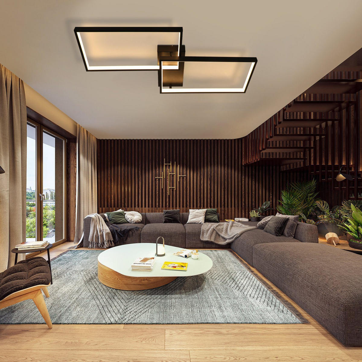 LED-DECKENLEUCHTE Edith 80/39/7.5 cm - Schwarz, Kunststoff (80/39/7.5cm) - Nettlife