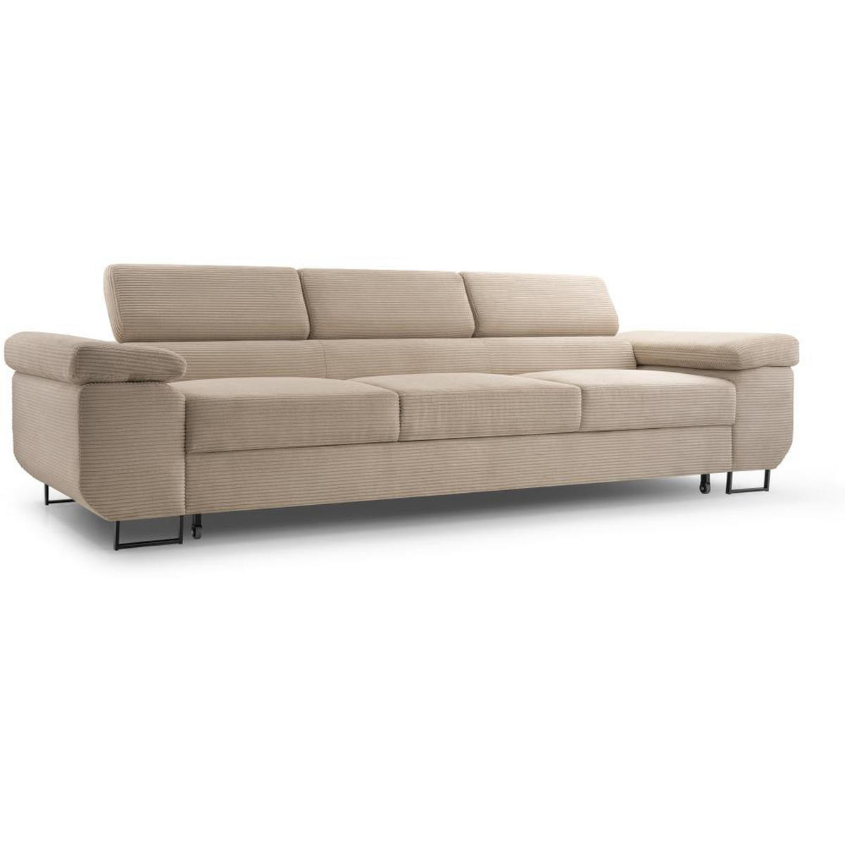 3-SITZERSOFA mit Schlaffunktion Navio cappuccino - Schwarz/Cappuccino, Textil (274/90/98cm) - Beautysofa