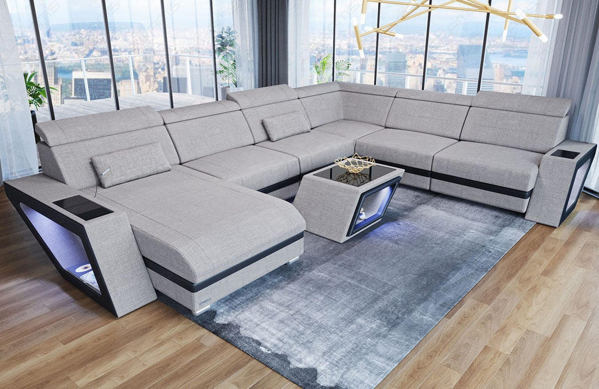 WOHNLANDSCHAFT Catania Macchiato Schwarz Strukturstoff - Braun, Kunststoff (349/89/264cm)