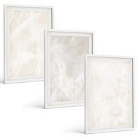 BILDER SET 3er Set - 40x60 cm Weißer Rahmen - Die Struktur von elegantem Marmor - Weiß, Kunststoff (40/60cm) - TULUP