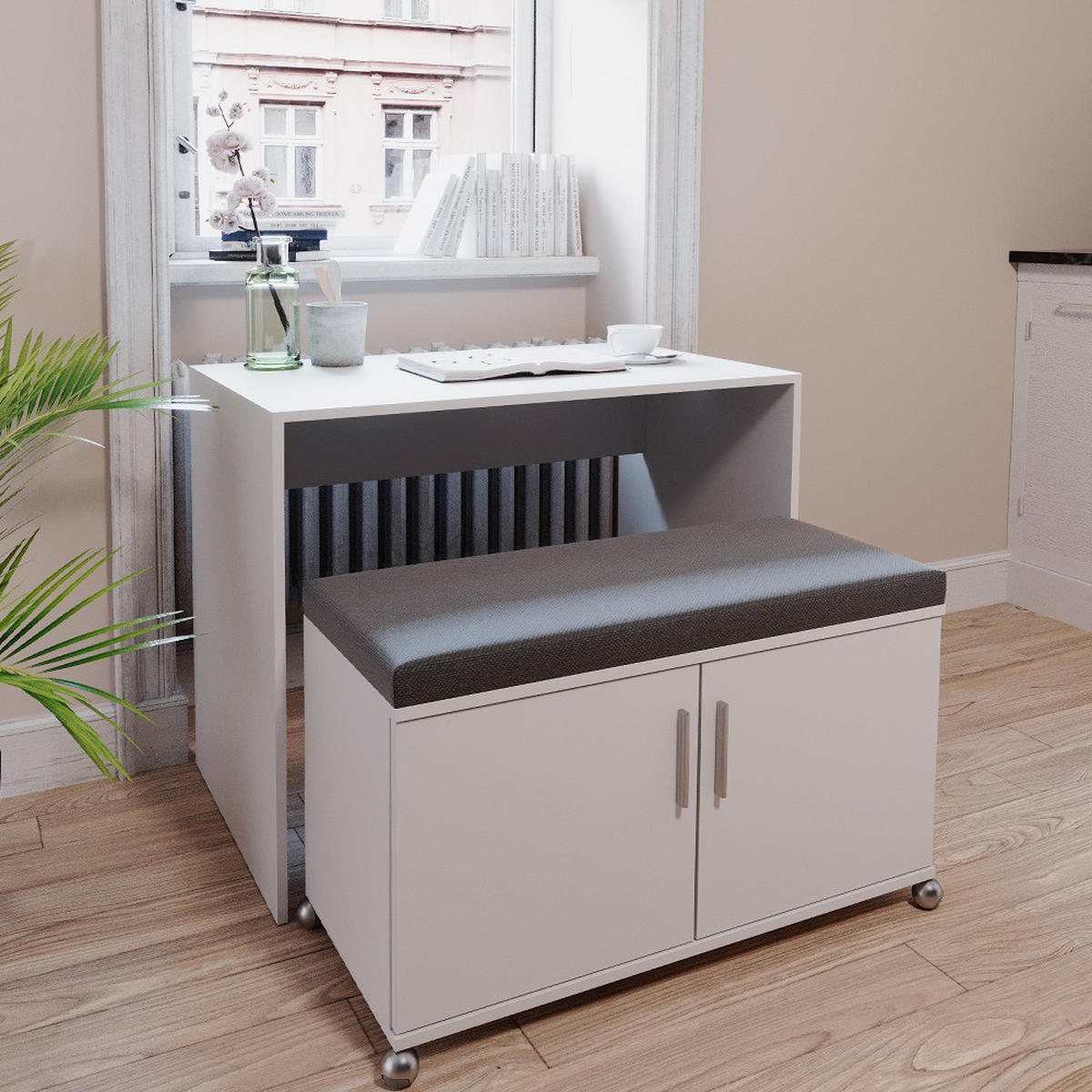 SCHREIBTISCH Flona Weiß 93.2 cm - Anthrazit/Weiß, Holzwerkstoff (60/93.2/76.2cm) - Vicco