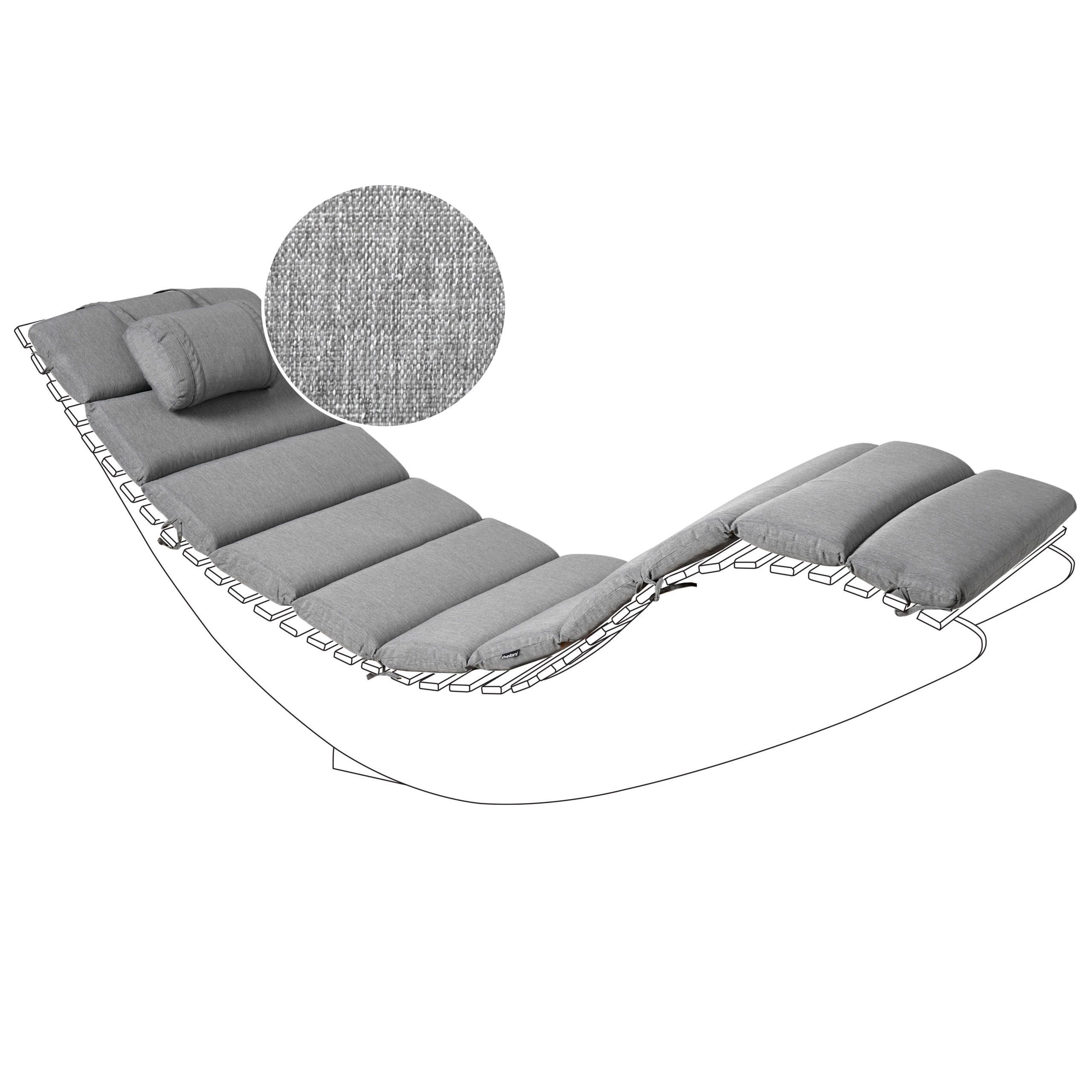 LIEGENAUFLAGE Grau meliert 60/180 cm Brescia Premium - Grau, Textil (180/5/60cm) - Beliani