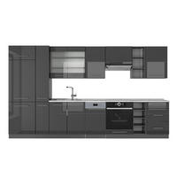 KUCHYNKA Fame-Line Antracit vysoký lesk 355 cm , AP Marble - antracitová/čierna s vysokým leskom, kompozitné drevo (355/206.8/60cm) - Vicco