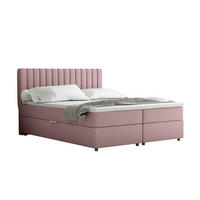 BOXBETT Everest rosa 160 x 200 cm Doppelbett mit hochwertiger Bonell-Matratze und Topper - Rosa, Holz (160/200cm) - Panda Möbel