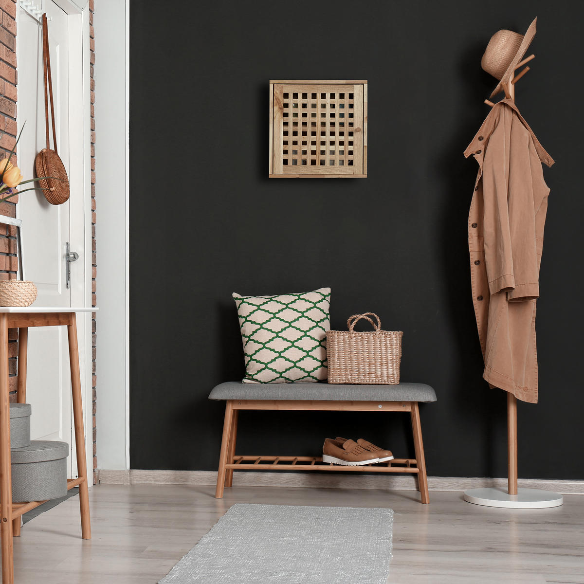 WANDSCHRANK - Hellbraun, Holz (42/42/18cm) - Relaxdays