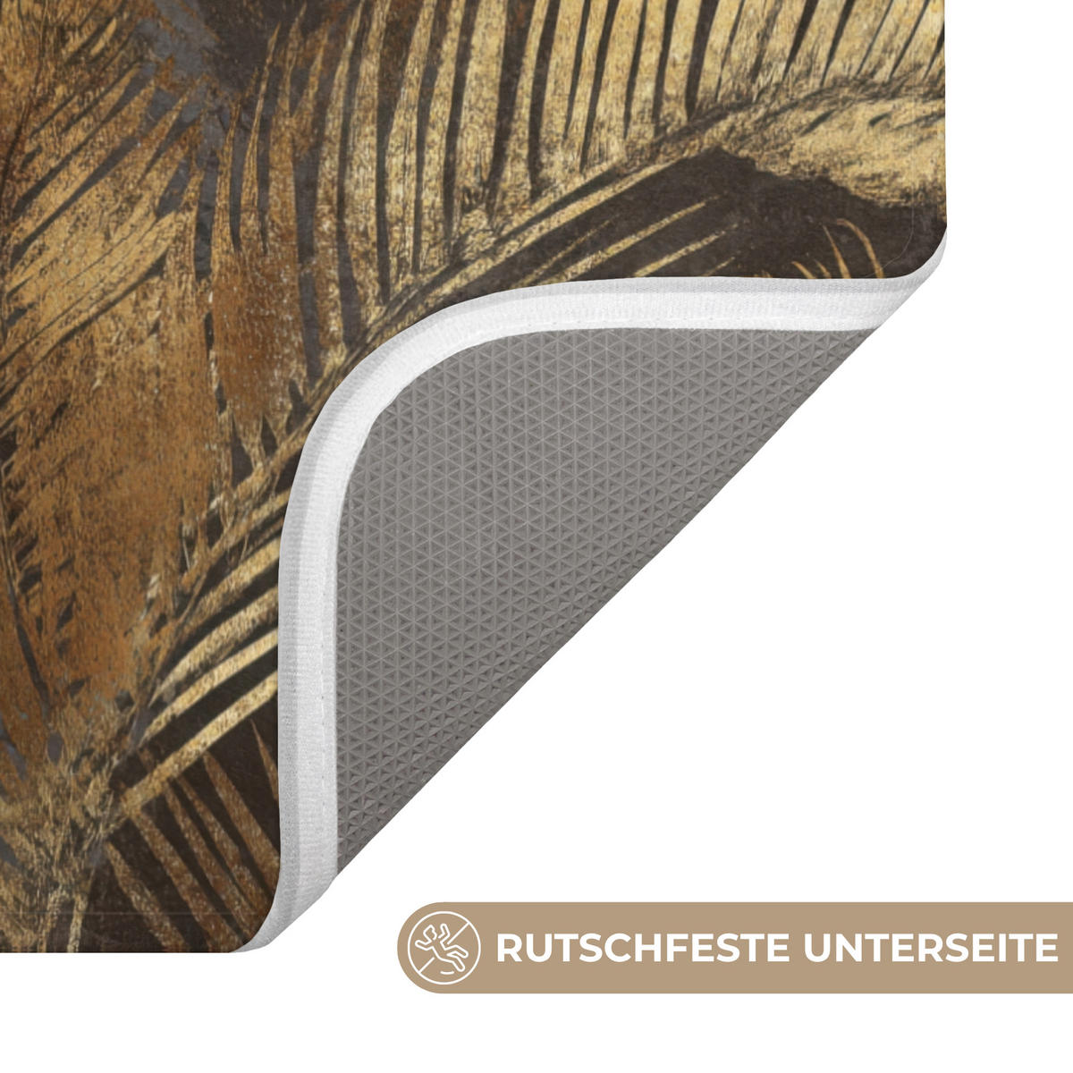 KOUPELNOVÁ PŘEDLOŽKA Tropical - Listy - zlaté 60x90 cm - zlatá, textil/plast (60/90cm)