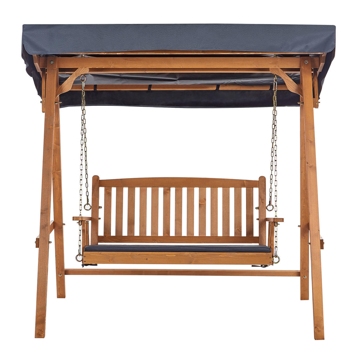 HOLLYWOODSCHAUKEL 2-Sitzer Heller Holzfarbton Fibbialla - Hellbraun/Grau, Holz (183/180/109cm) - Beliani
