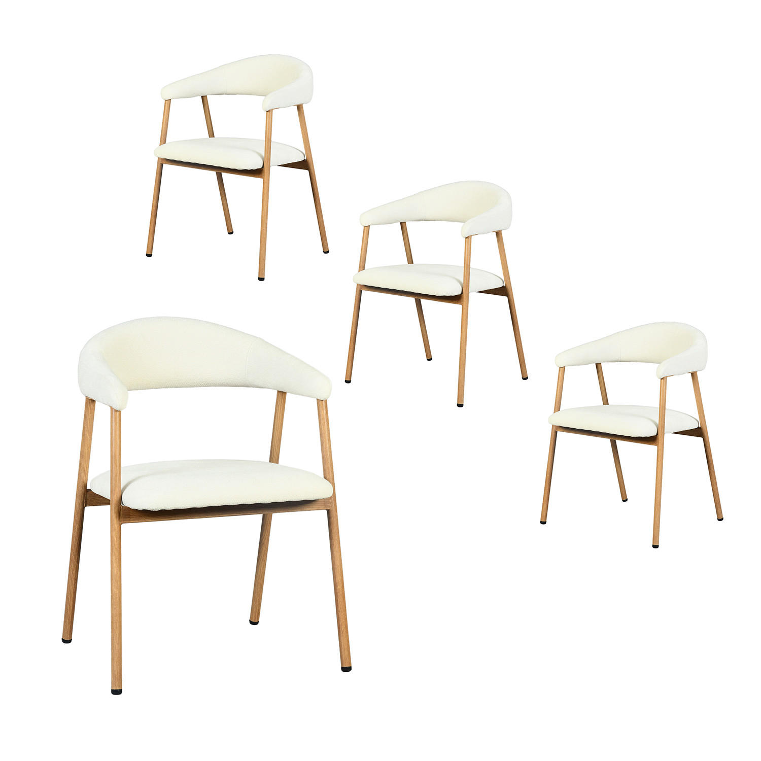 ESSZIMMERSTÜHLE 4er-Set, gepolstert, Chenille, Metallbeine in Holzoptik, Beige - Beige, Textil (61/80.5/59cm) - Meubles Cosy