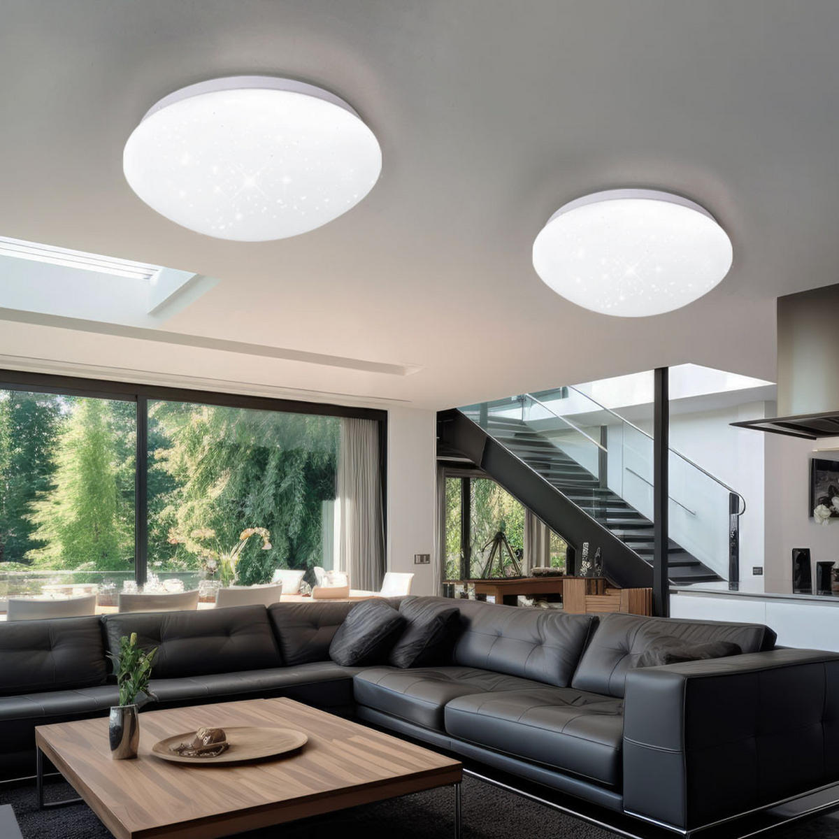 LED DECKENLEUCHTE Sternenhimmel Weiß 2er Set - Weiß, Metall (26/26/9.5cm)