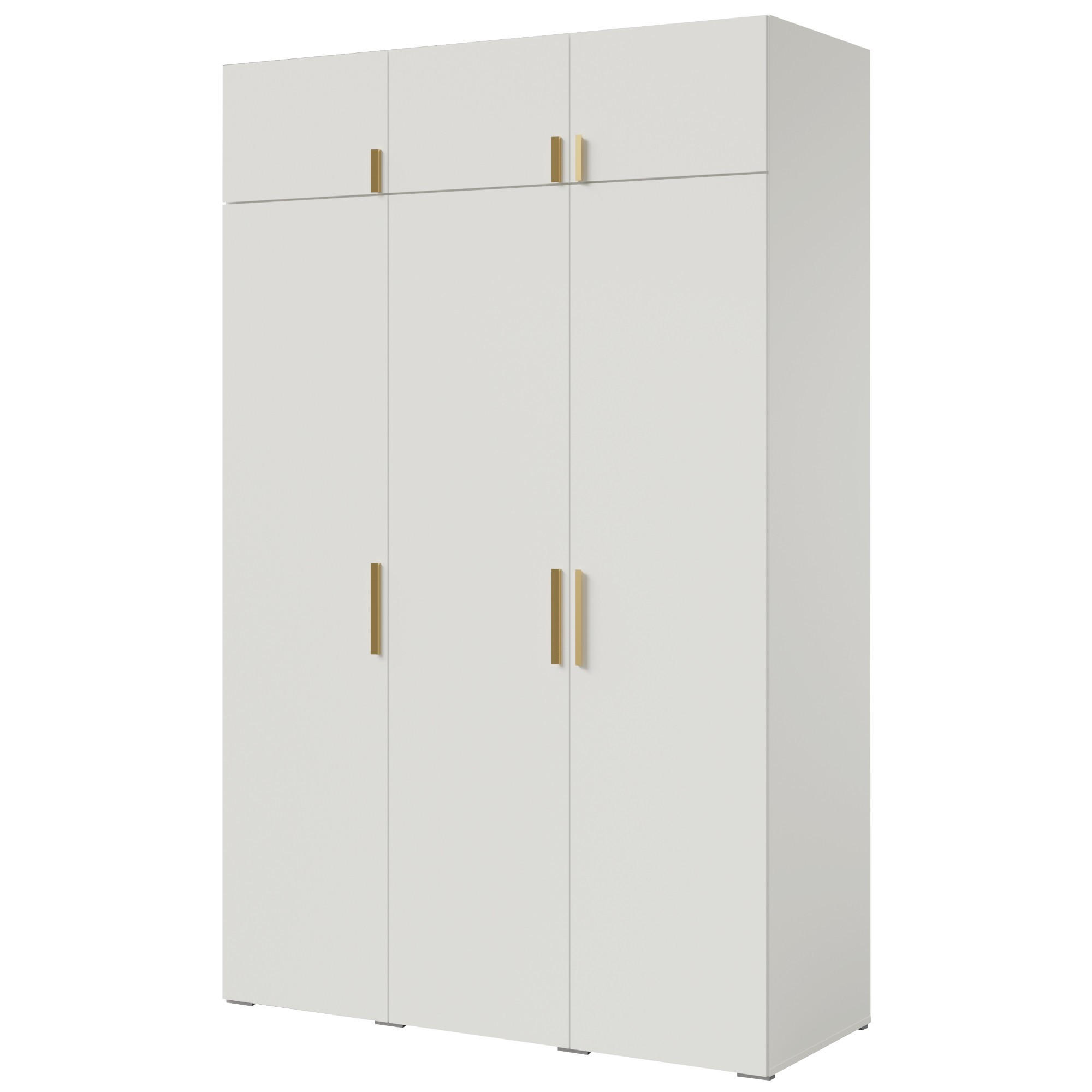 DREHTÜRENSCHRANK mit Aufsatz Napoli 3D 150 Weiß (schwarzer oder goldener Griff) - Silberfarben/Schwarz, Holzwerkstoff/Kunststoff (150/35/60cm) - mzm24