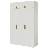 DREHTÜRENSCHRANK mit Aufsatz Napoli 3D 150 Weiß (schwarzer oder goldener Griff) - Silberfarben/Schwarz, Holzwerkstoff/Kunststoff (150/35/60cm) - mzm24