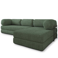 ROHOVÁ SEDAČKA KELI modulární Boneless pohovka s funkcí spaní, zelená barva QUELLE 37 - zelená barva, textil (270/160cm) - MASSENO