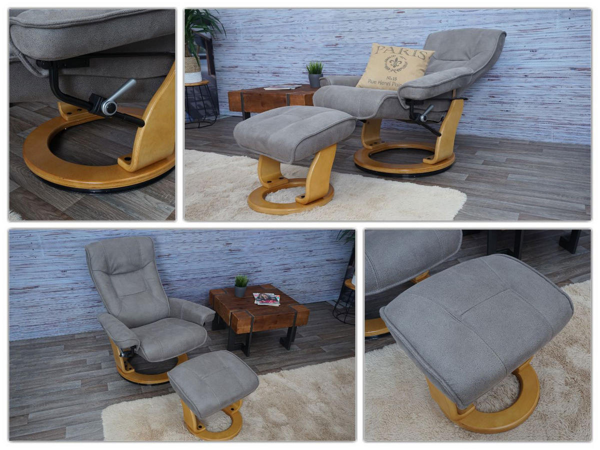 RELAXSESSEL MIT HOCKER Hellgrau - Hellgrau, Textil (85/104/117cm) - MCA