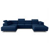 WOHNLANDSCHAFT Caris U, Seite: Rechts - Blau, Holz/Textil (348/90/205cm) - Sofnet