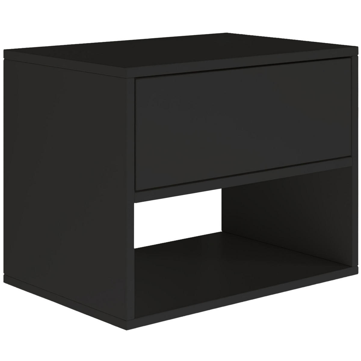 NACHTTISCH hängend Framme Schwarz mit Fach, 50 cm - Schwarz, Holzwerkstoff (50/40/36cm) - Selsey