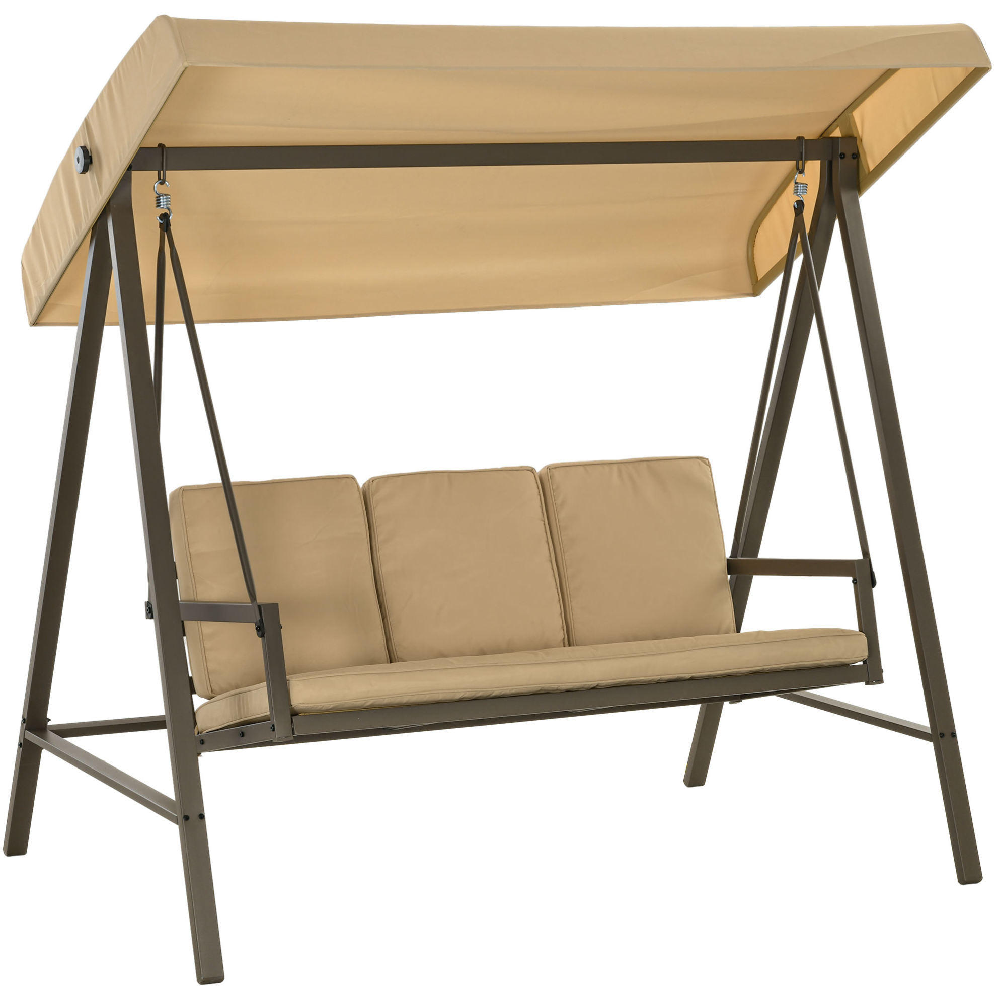 HOLLYWOODSCHAUKEL 3-Sitzer mit kippbarem Sonnendach und Polsterung, Beige - Beige, Textil (125/175/200cm) - Redom