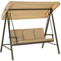 HOLLYWOODSCHAUKEL 3-Sitzer mit kippbarem Sonnendach und Polsterung, Beige - Beige, Textil (125/175/200cm) - Redom