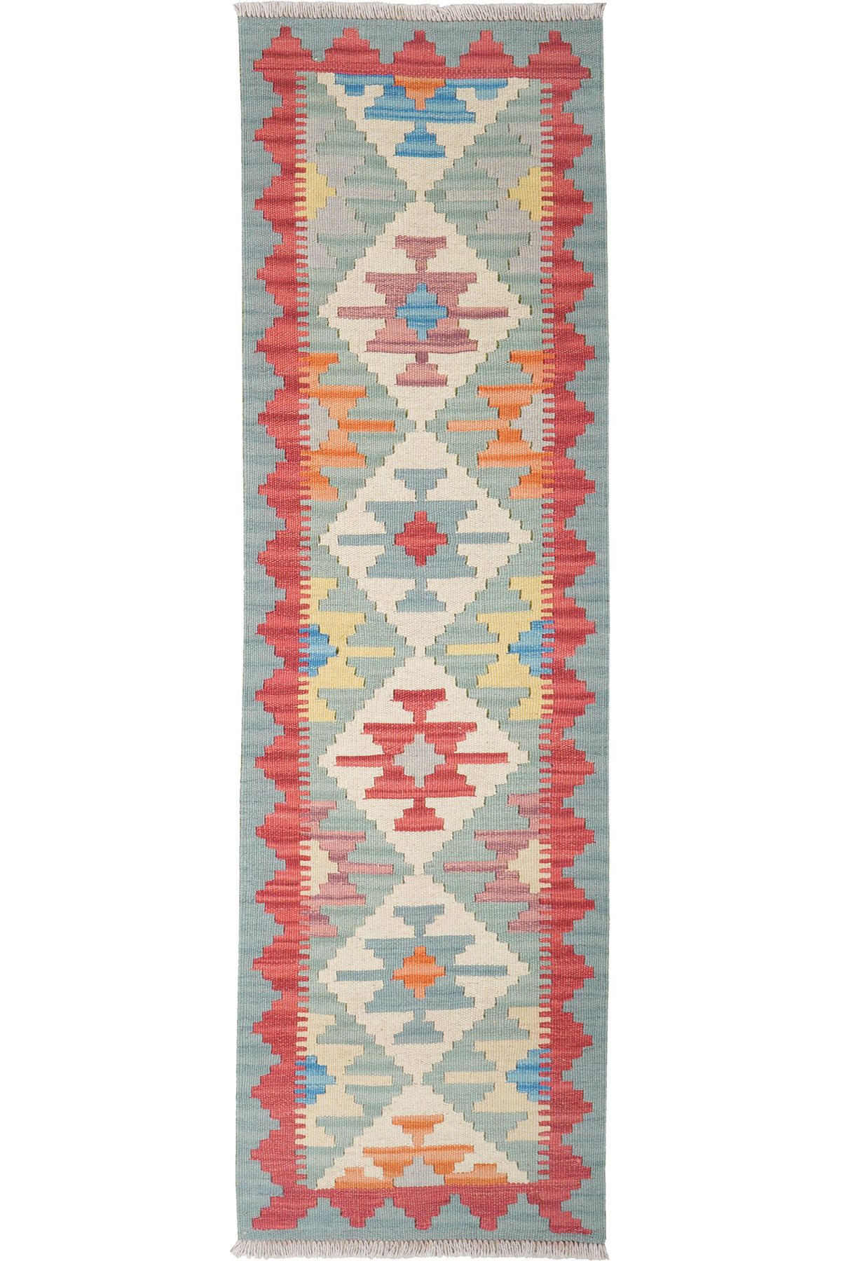 LÄUFER Gashgai Kelim Blau, Bunt 186/55 cm Schurwolle - Multicolor, Textil (55/186cm) - Looma