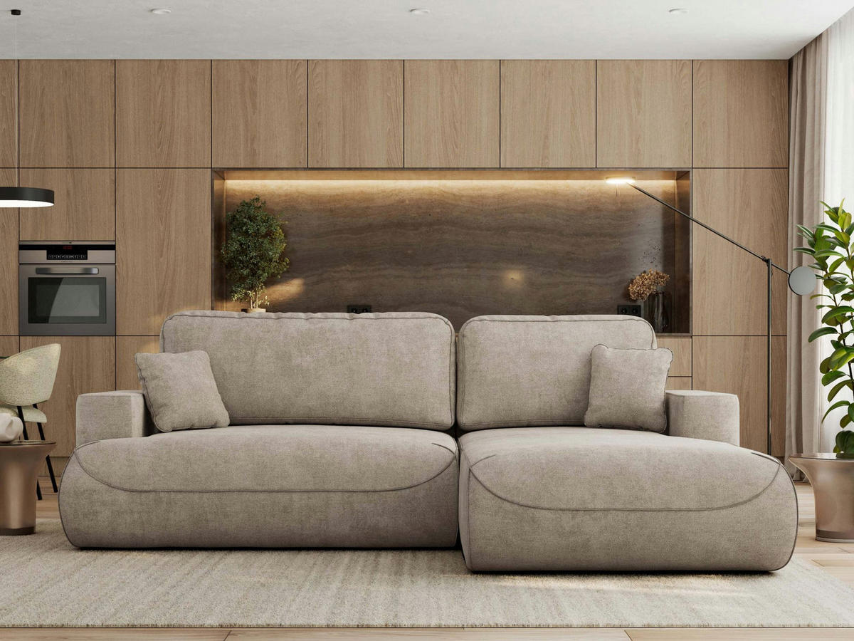 ECKSOFA OVO L Beige Struktur - Rechts Seite - Beige/Schwarz, Kunststoff/Textil (195/271cm) - MKS