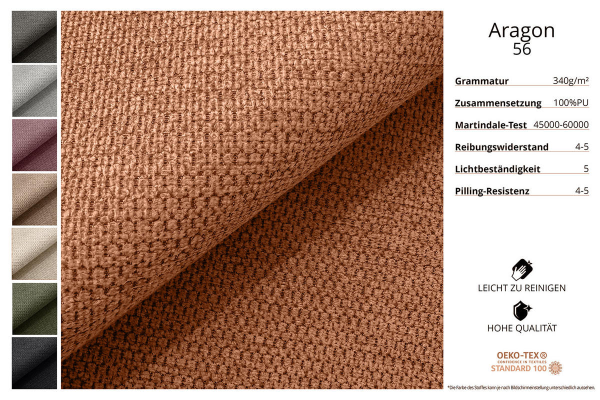 ECKSOFA mit Schlaffunktion und Bettkasten LIRA-L - 264x172x89 Apricot - Orange, Holzwerkstoff/Textil (172/264cm) - ALTDECOR