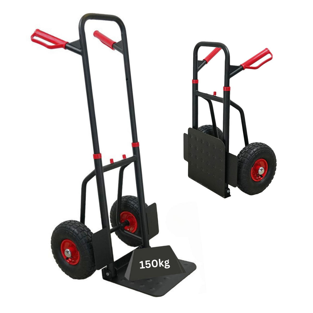SACKKARRE Taurus 150 110x50x57cm Traglast 150kg Griff, Klappbar, Stahl Rot-Schwarz - Schwarz, Metall (57/50/110cm) - PROREGAL