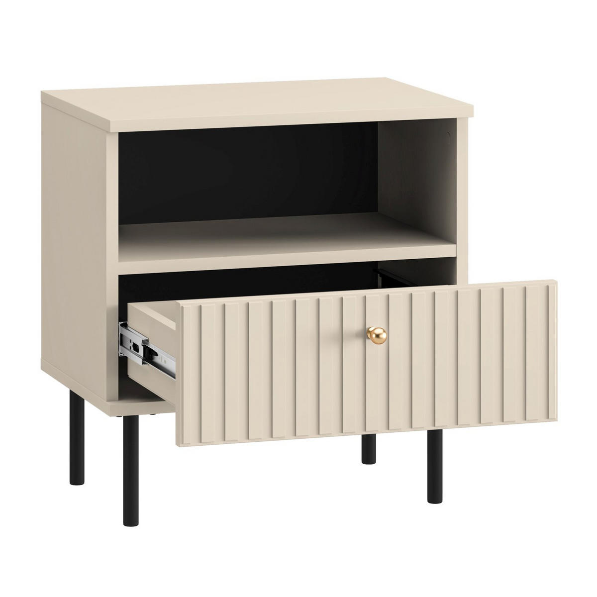 NACHTTISCH Caletto Beige 50 cm - Beige/Goldfarben, Holzwerkstoff/Metall (50/53/34cm) - Selsey