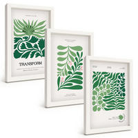 BILDER SET 3er Set - 20x30 cm Weißer Rahmen - Formen grüner Blätter - Weiß, Kunststoff (20/30cm) - TULUP