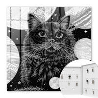 SCHLÜSSELBOX Weiß 30x30 cm – Türöffnung nach rechts - Weltraumkatze - Schwarz, Metall (30/30/5cm) - TULUP