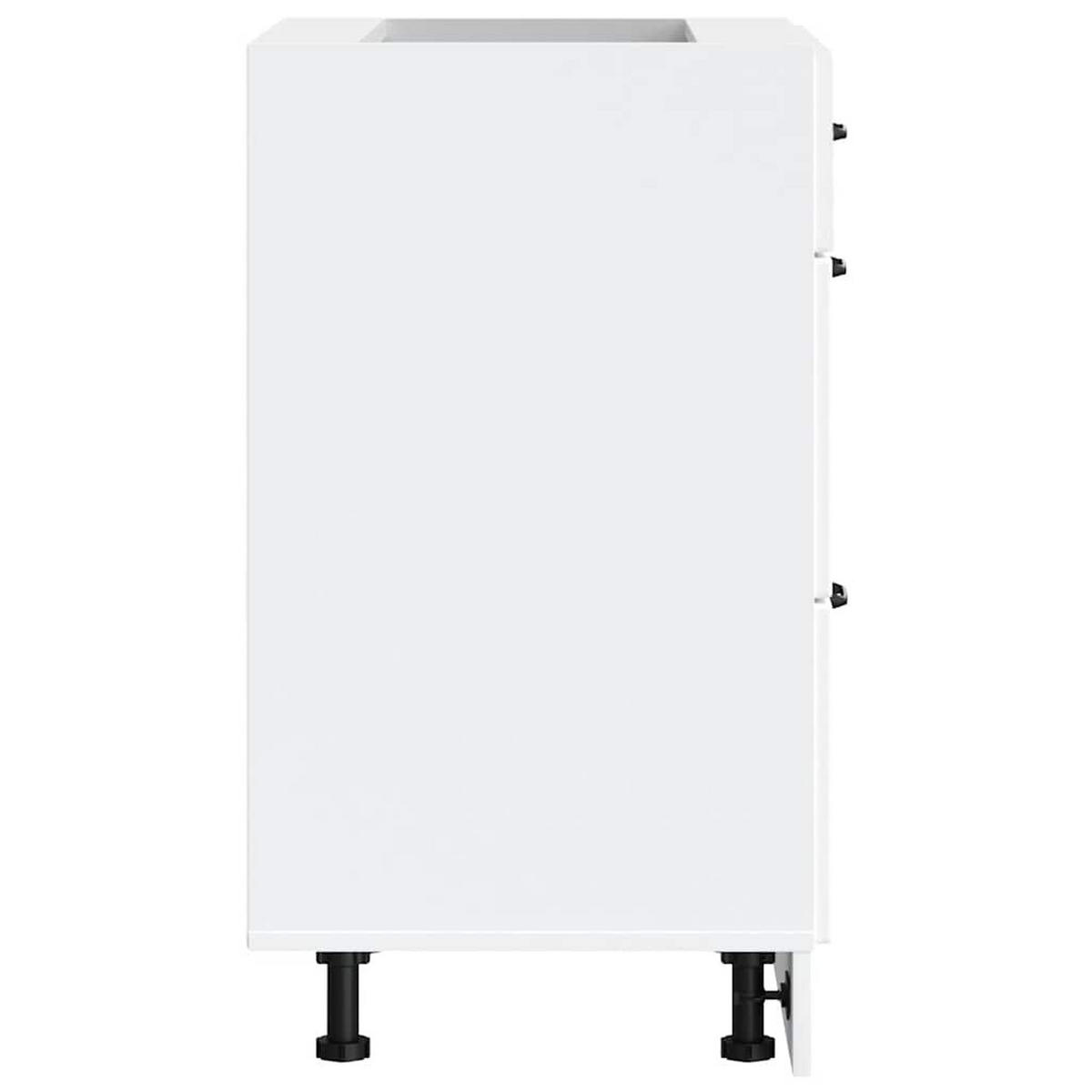 KÜCHENUNTERSCHRANK Kalmar mit 3 Schubladen 60/46/81,5 cm aus Holzwerkstoff Weiß - Schwarz/Weiß, Holz (60/81.5/46cm) - vidaXL