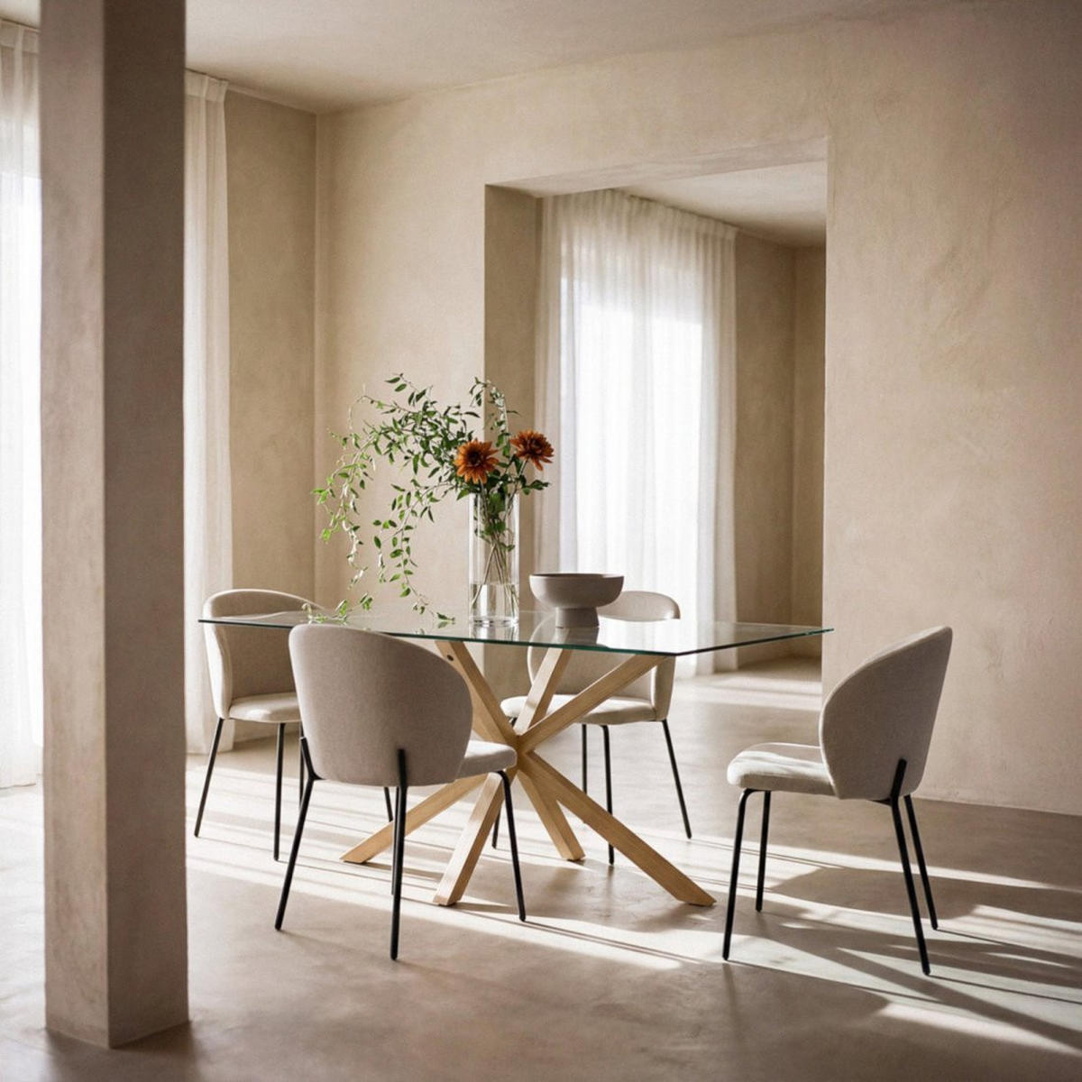 ESSZIMMERSTUHL Norah Beige 49 cm x 80 cm 4er-Set - Beige, Textil (49/80/56cm) - Klast Home