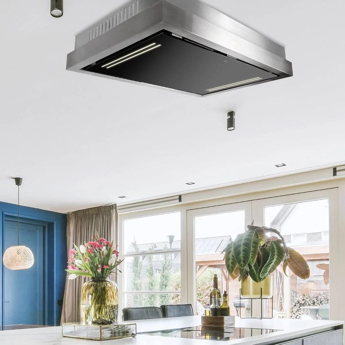 DUNSTABZUGSHAUBE GCH C 343 IS 120 BL 120 cm Edelstahl-Schwarzglas - Silberfarben, Glas/Metall (120/17/60cm) - Gurari