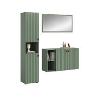 GARDEROBEN-SET STATION 3-tlg. (B/H/T: ca. 161/192/37 cm) in Smoke Green/Smoke Green - Dunkelgrün, Holzwerkstoff (161/192/37cm)