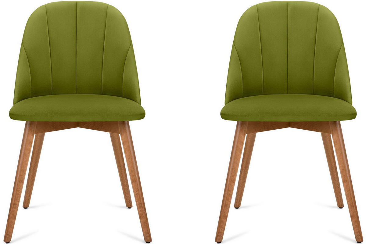 ESSZIMMERSTÜHLE BAKERI (2er-Set), oliv / eiche hell - Eichefarben/Olivgrün, Holz/Buchenholz (48/86/44cm) - KONSIMO®